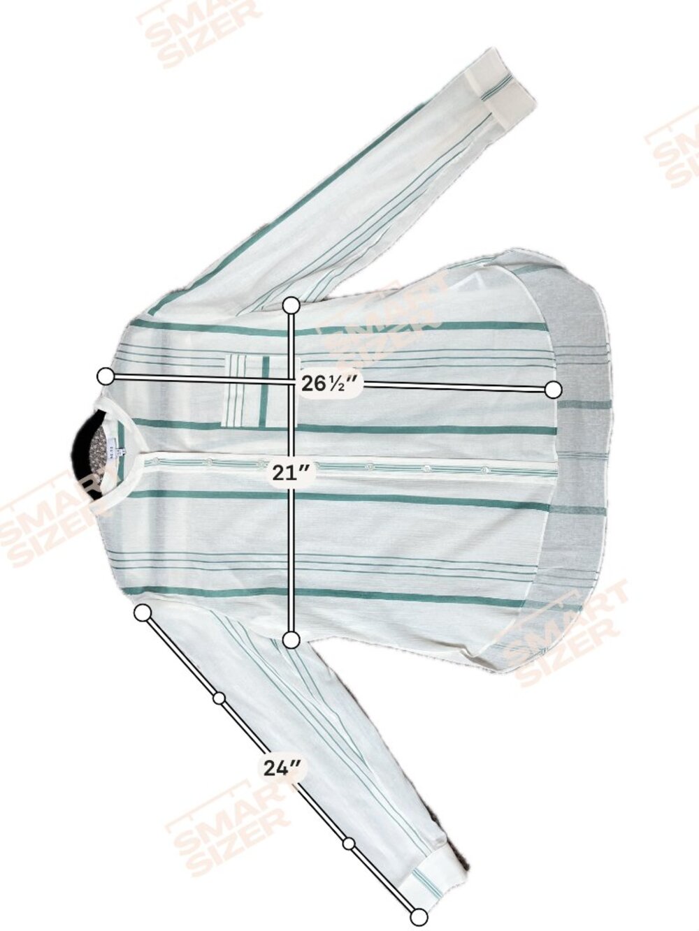 Reiss Katey Band Collar, Green & White Stripe Blouse, Size 8 - Picture 9 of 11